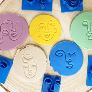 Polymer Clay Abstract Faces Texture Stamp