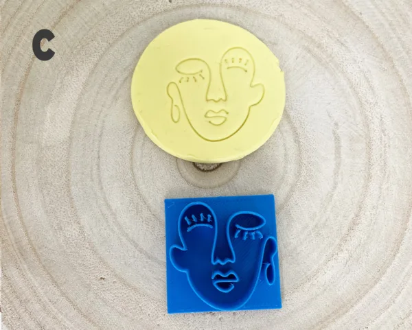 Polymer Clay Abstract Faces Texture Stamp 4