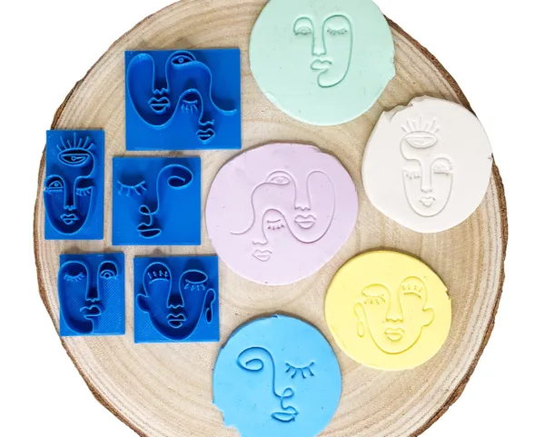 Polymer Clay Abstract Faces Texture Stamp 8